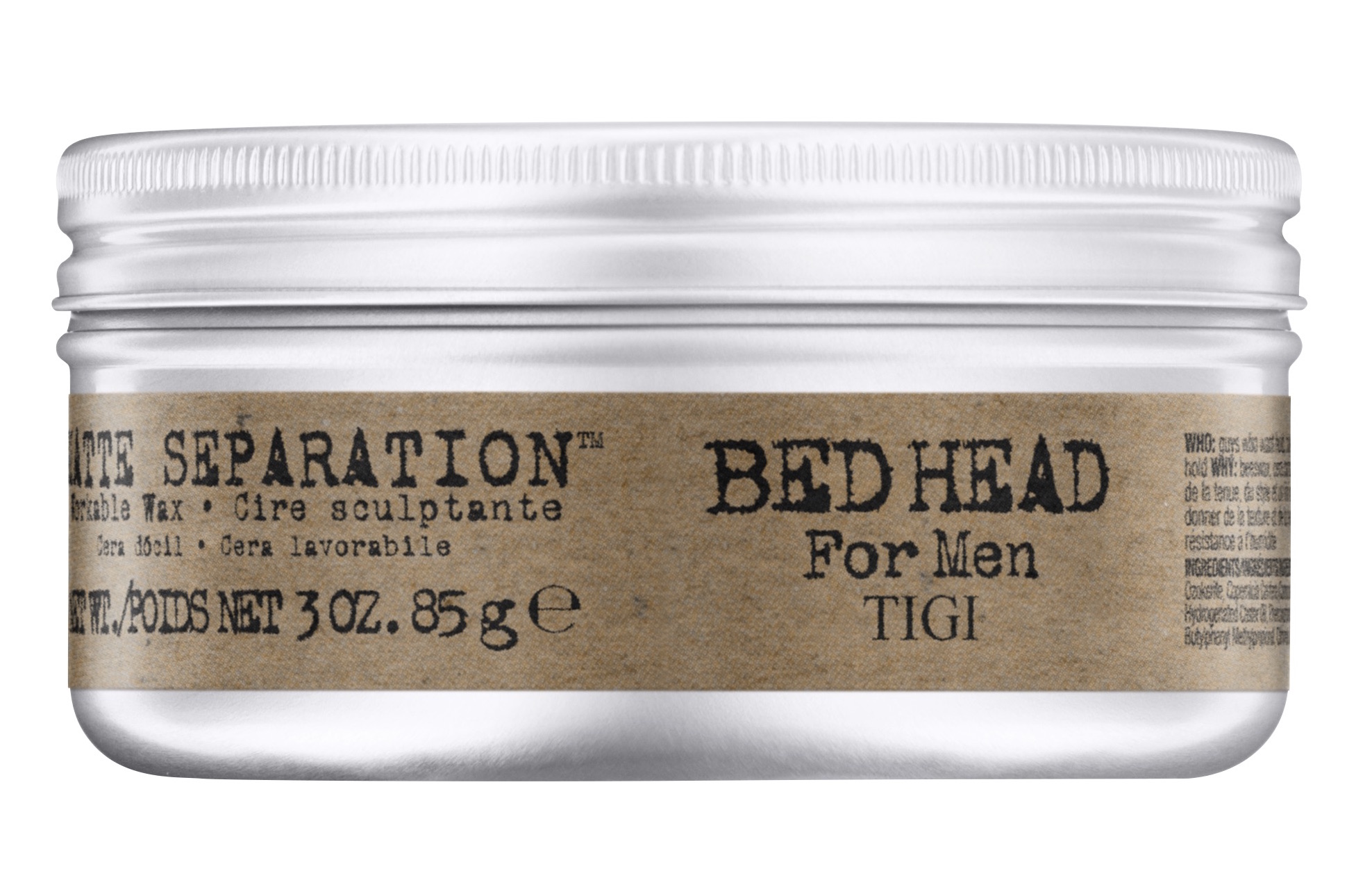 TIGI Bed Head For Men Matte Separation Wax Paindliku hoiakuga matt juuksevaha.